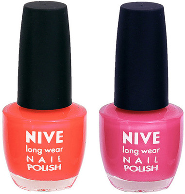 Nive Colour Blast Nail Polish 1106201642 Orange,Pink(Pack of 2)