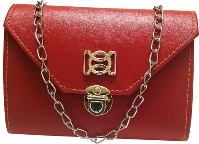 

Mangal Brothers Women Casual Gold, Red PU Sling Bag