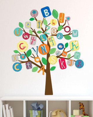 HAPPYSTICKY 100 cm Alphabets Tree Removable Sticker(Pack of 1)