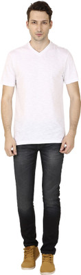 TrendBerry Solid Men's V-neck White T-Shirt available at flipkart for Rs.199