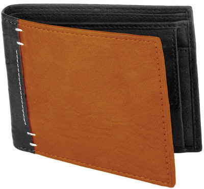 

Bizarre Kraftz Men Black Artificial Leather Wallet(4 Card Slots), Black-tan