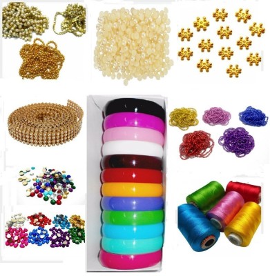 AM Silk thread bangle making kit with thick bangles & multiple decorating accessories !!