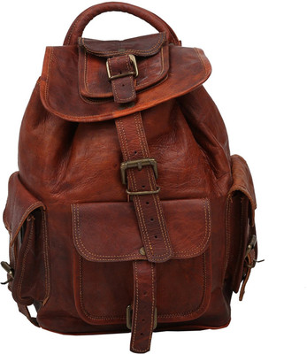 

Cool Exclusive 16 Inch Vintage Designed Rustic Brown 100 %Genuine Full Grain Veg Tan Leather Shoulder Bag 15 L Backpack(Brown), Bwown