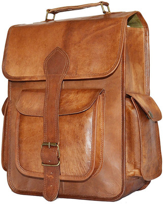 

Cool 15''INCHES Genuine Leather Backpack Dark Tan 20 L Backpack(Brown)