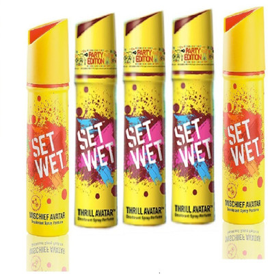 

Set Wet 2 Mischief Avatar And 3 Thrill Avatar set of 5 Deodorant Spray - For Men(150 ml, Pack of 5)