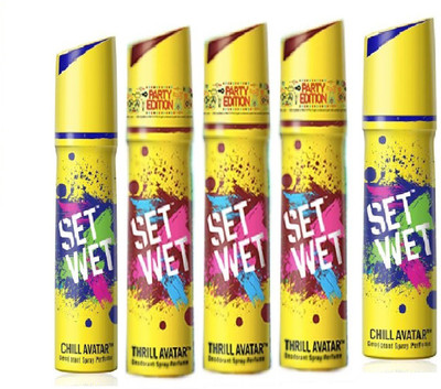 

Set Wet 3 Thrill Avatar And 2 Chill Avatar Set of 5 Deodorant Spray - For Men(150 ml, Pack of 5)