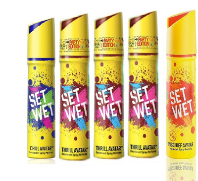 

Set Wet 1 Chill Avatar And 3 Thrill Avatar 1 Mischief Avatar set of 5 Deodorant Spray - For Men(150 ml, Pack of 5)