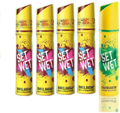 

Set Wet 4 Thrill Avatar And 1 Charm Avatar set of 5 Deodorant Spray - For Men(150 ml, Pack of 5)