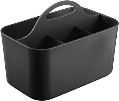 

InterDesign 4 Compartments Durable Plastic Clarity Bath(Black)