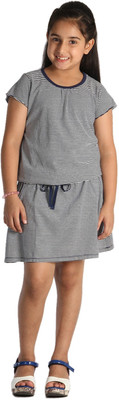 

Paul & doll Girls Mini/Short Casual Dress(Blue, Cap Sleeve, Navy