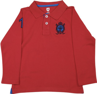 

612 League Boys Striped Cotton T Shirt(Red, Pack of 1