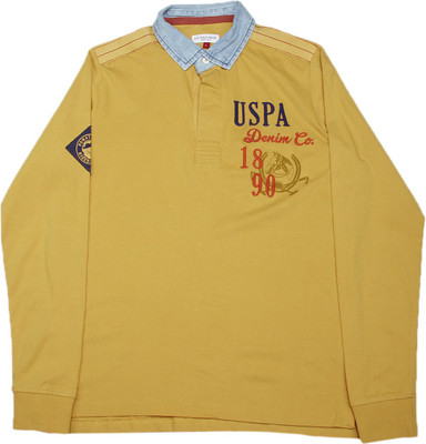 

US Polo Kids Boys Solid Cotton T Shirt(Yellow, Pack of 1