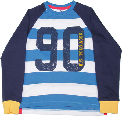 

US Polo Kids Boys Solid Cotton T Shirt(Blue, Pack of 1, Turq