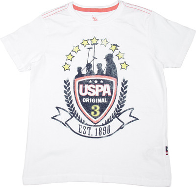 

US Polo Kids Boys Solid Cotton T Shirt, White