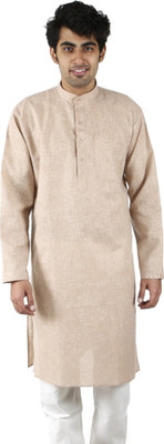 Royal Heritage Men Solid Straight Kurta(Brown)