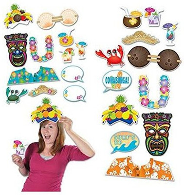 

PARTY PROPZ HAWAIIAN THEME 12 PCS PHOTOBOOTH PROPS Photo Booth Board(Party)