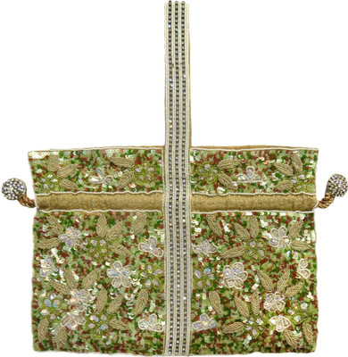 

KAWAII Green Multi Leaf Beaded Bag Potli(Green)