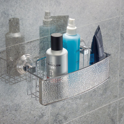 

Interdesign Rain Power Lock Suction Bathroom Shower Caddy Basket Steel Wall Shelf(Number of Shelves - 1, Clear)