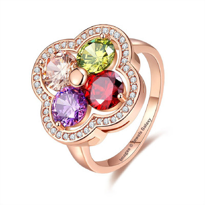 

Jewels Galaxy Luxuria Alloy Crystal 24K Rose Gold Plated Ring, Multicolor