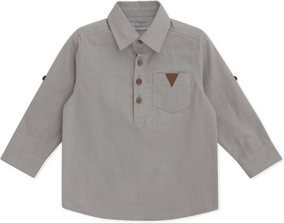 

MINI KLUB Boys Solid Casual Beige Shirt