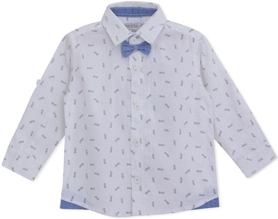 

MINI KLUB Boys Self Design Casual White Shirt