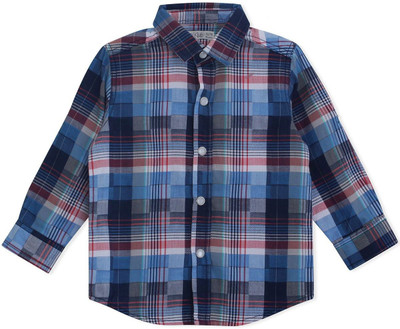 

Mini Klub Boys Checkered Casual Blue Shirt, Indigo