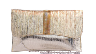 

Charu Boutique Women Evening/Party Gold, Silver Silk Sling Bag