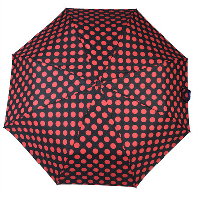 

Asera 3 Fold Automatic Open Polka Dot Umbrella(Black)