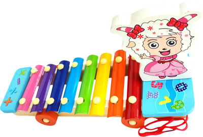 

Trinkets & More - Xylophone Big (8 nodes) with 2 Wooden Mallets | Musical Instrument Pull Along Toy on Wheels | Early Educational Toys Toddlers | Kids 2 + Years(Multicolor)
