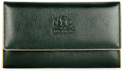 

The Clownfish Women Green Genuine Leather Wallet(6 Card Slots)
