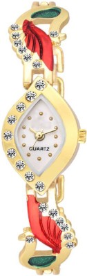 Indian Style IS-110 Golden Peacock Bracelet Indian Kundan Style White Dial Watch  - For Women   Watches  (Indian Style)