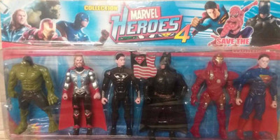 

Toyvala Super Heroes Action Figure Collection of 6 In 1 Pack ( Spider Man , Iron Man and 4 others )(Multicolor)