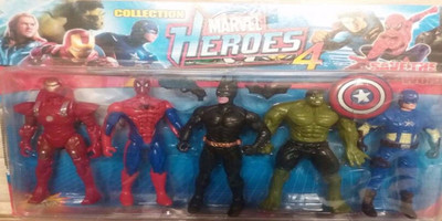 

Toyvala Super Heroes Action Figure Collection of 5 In 1 Pack ( Spider Man , Iron Man and 3 others )(Multicolor)