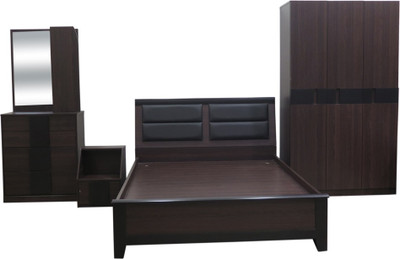 Eros Engineered Wood Bed Side Table Wardrobe Dressing Table Finish Color Walnut Brown