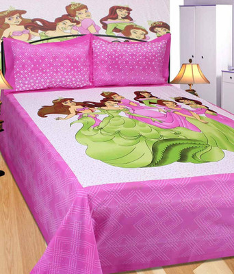 Swastik Traders Cotton Double Printed Fitted (Elastic) Bedsheet(Pack of 1, Multicolor)