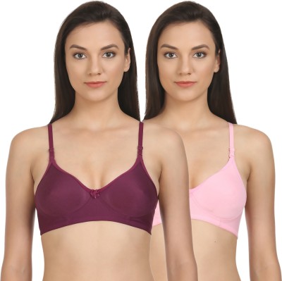 BodyCare Seamless Cup Bra Women T-Shirt Non Padded Bra(Purple, Pink)