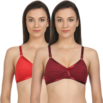 BodyCare Perfect Coverage Bra Women Full Coverage Non Padded Bra(Red, Maroon)