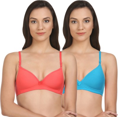 BodyCare Padded Bra Women T-Shirt Lightly Padded Bra(Blue, Orange)