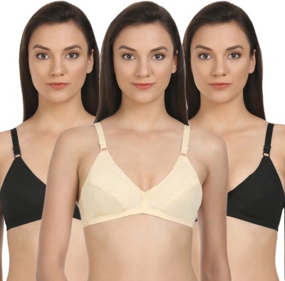 BodyCare Perfect Coverage Bra Women Full Coverage Non Padded Bra(Black, Beige)