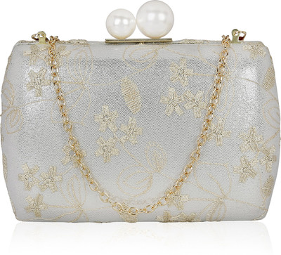 Kleio Party Silver Clutch Flipkart