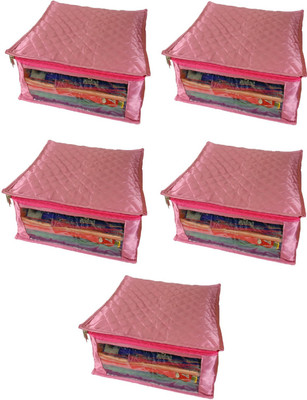 

Addyz Plain Pack of 5 Pisces Plain Large Satin Saree Salwar Suit Kamiz Cover Storage Bag(Pink)