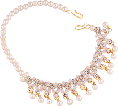 

I Jewels I Jewels Pearl Hair Accessory/Hair Chain for Women T1111W Hair Chain(White)