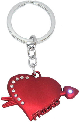 

Aura Imported Diamond Studded Red Heart With Arrow Key Chain