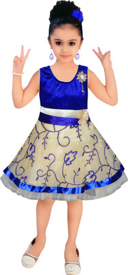 

mkb Girls Midi/Knee Length Casual Dress(Blue, Sleeveless, Blule