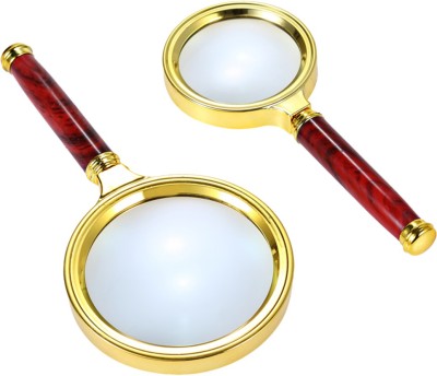 StealODeal Retro Style Metal 70mm and 80mm 10X Magnifying Glass(Maroon, Gold)