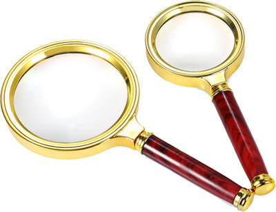 StealODeal Retro Style Metal 60mm and 70mm 10X Magnifying Glass(Maroon, Gold)