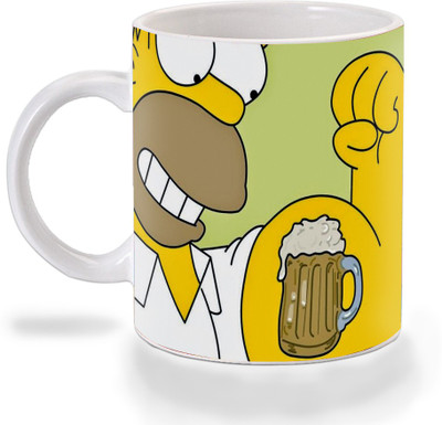 

Mooch Wale Simpsons Homer Beer Bisep Ceramic Mug(325 ml), Multicolor