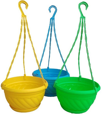 

Minerva Naturals Hanging pot with tray Plant Container Set(Pack of 3, Plastic)