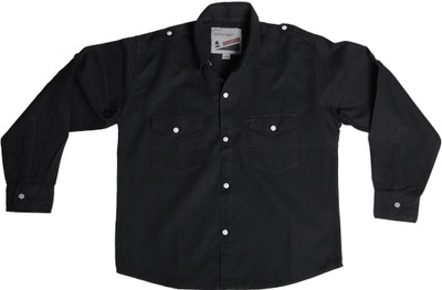 

Little Man Boy's Solid Casual Black Shirt