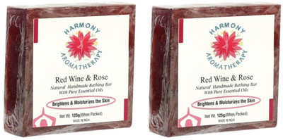 

Harmony Aromatherapy Red Wine And Rose Natural Handmade Bathing Bar With Pure Essential Oils(125 g, Pack of 2)